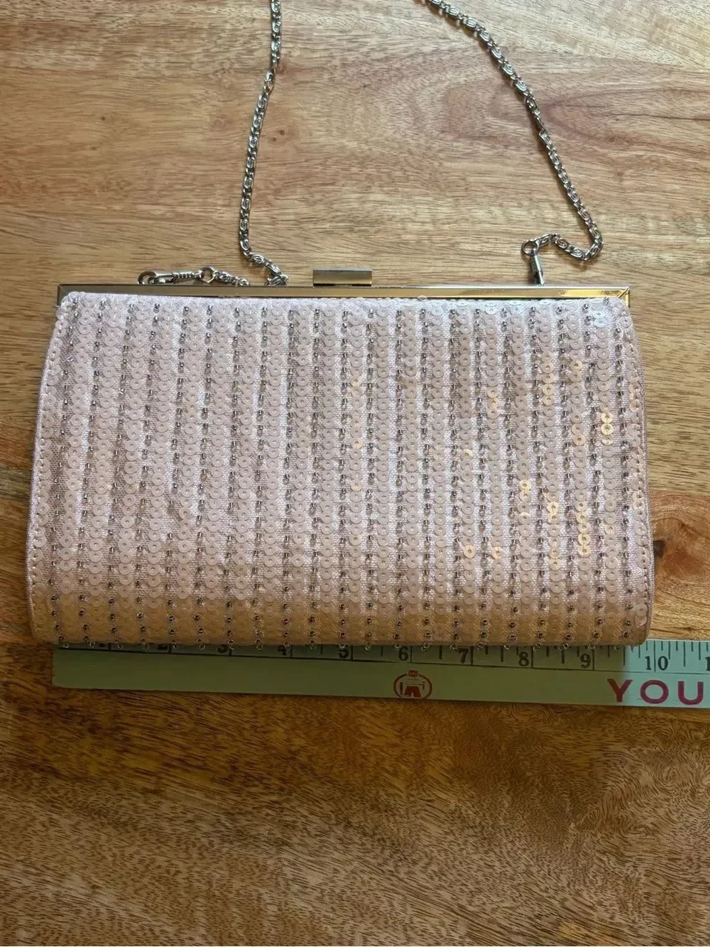 Esther and Lilly hard shell Sequined rhinestone Evening Clutch with Chain